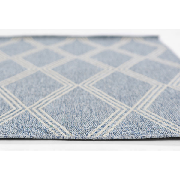 Twill Blue/Gray Indoor/Outdoor Rug Birch Lane